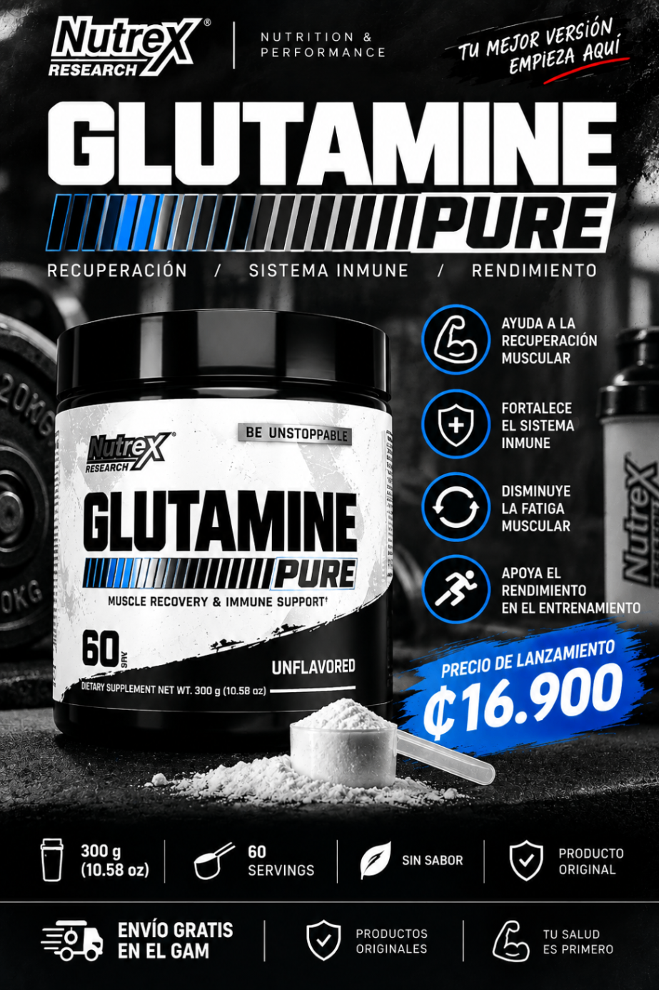 Nutrex Glutamine Pure 300g | 60 servings | Original