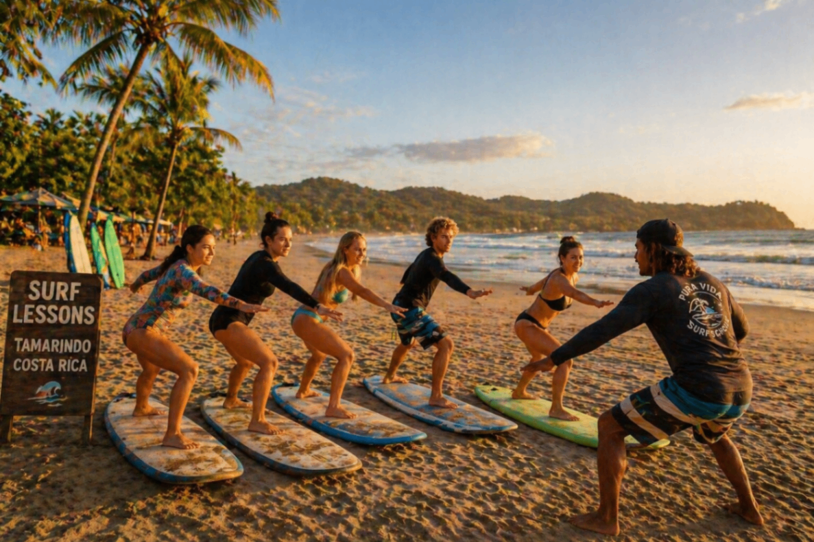 Clases de surf en Tamarindo Costa Rica principiantes y avanzados
