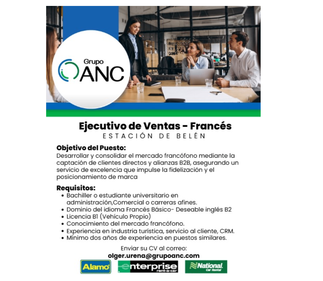 Ejecutivo de Ventas – Francés | Empleo en Belén, Costa Rica