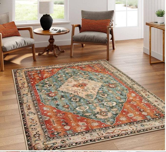 Alfombra de Área Boho Tribal 152x213 cm – Lavable - Tamarindo