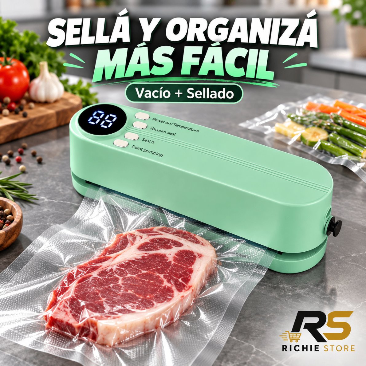 📦 Selladora al Vacío Mini Recargable Multifuncional USB-C