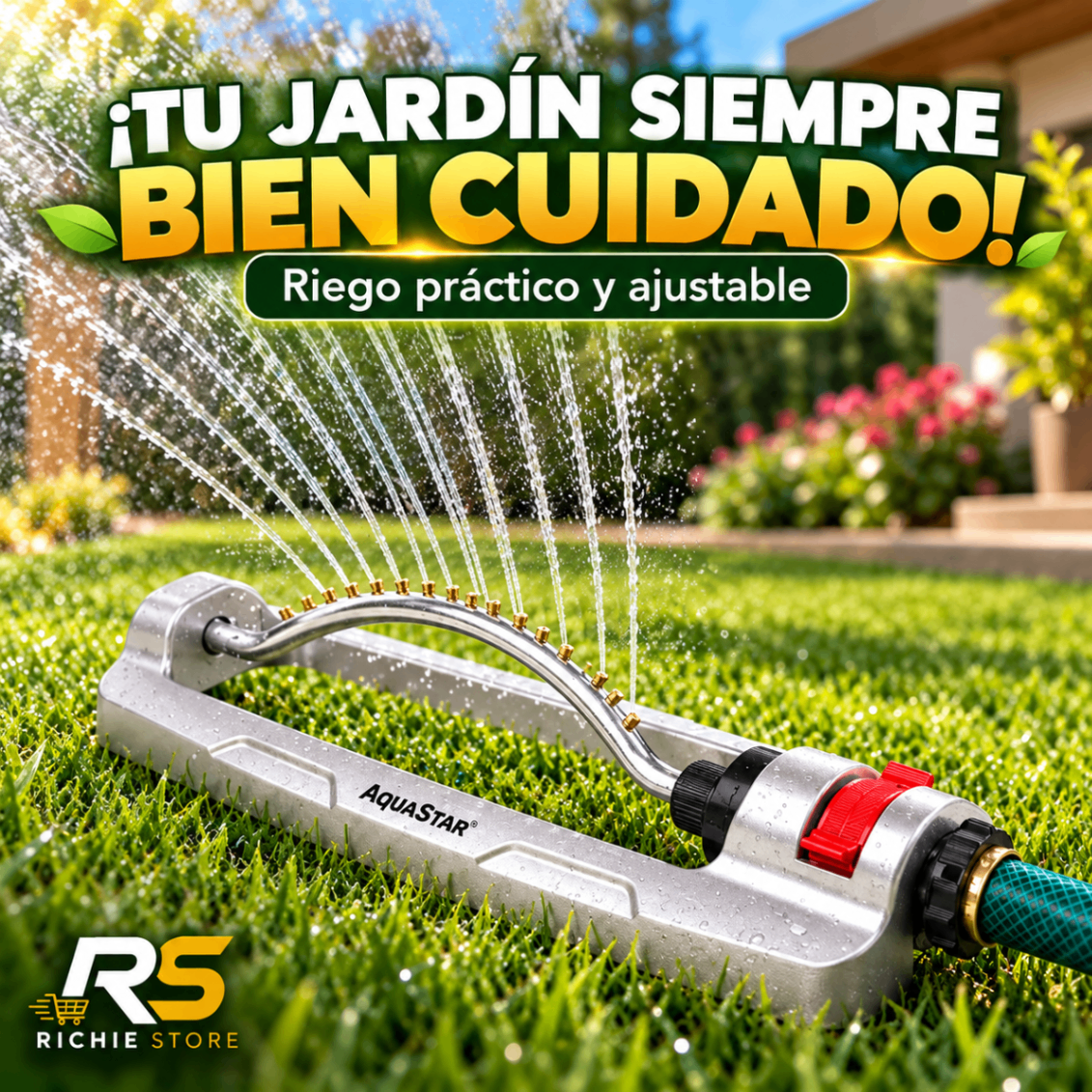 🌿 Aspersor Oscilante de Agua para Jardín y Césped con Riego Ajustable