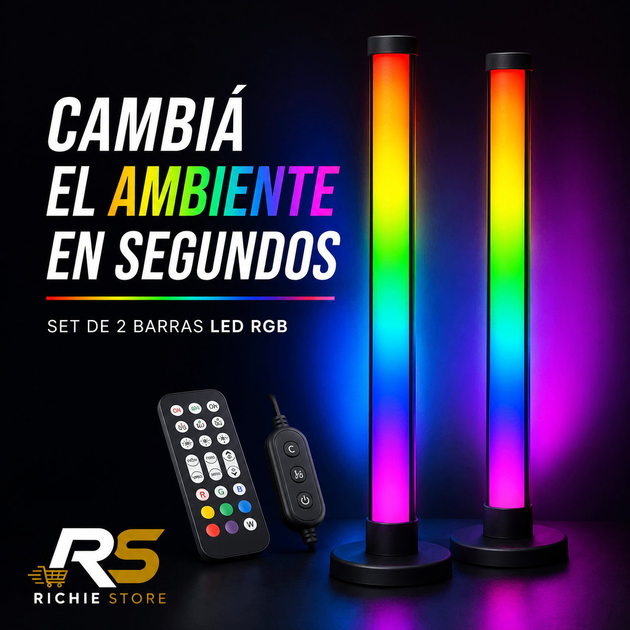 🎮 Set 2 Barras LED RGB Gaming con Control Remoto y App