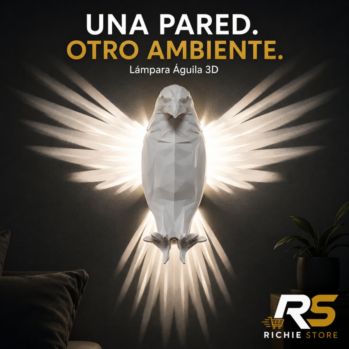 🦅 Lámpara LED Águila 3D de Pared con Efecto de Alas para Decoración