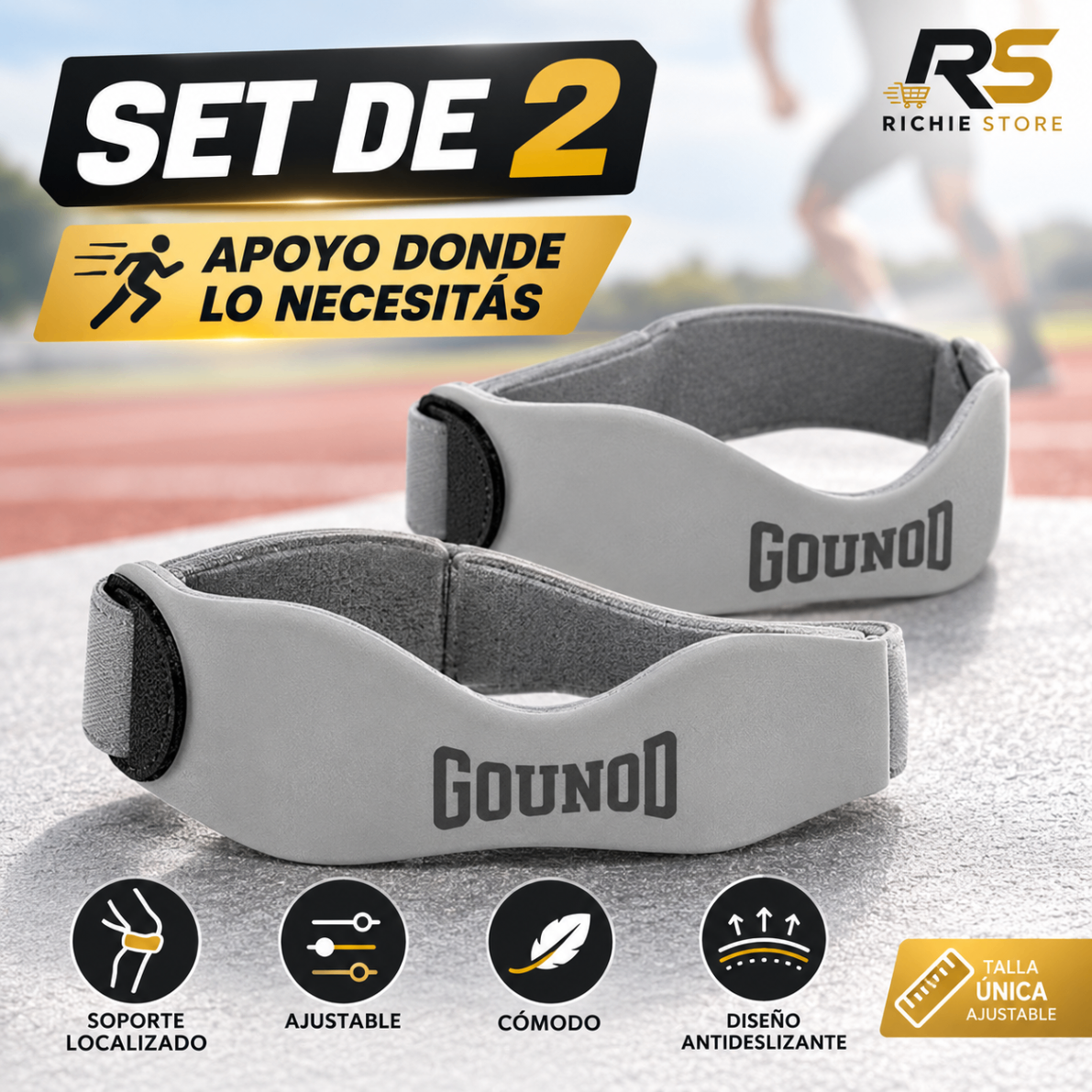 🦵 Banda Deportiva Ajustable para Rodilla GOUNOD | Set de 2