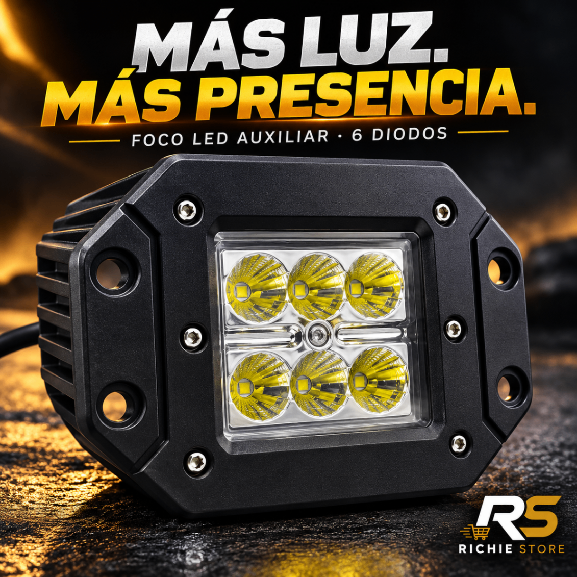 🚘 Foco LED Auxiliar de 6 Luces para Carro 4x4, Pickup y Camioneta
