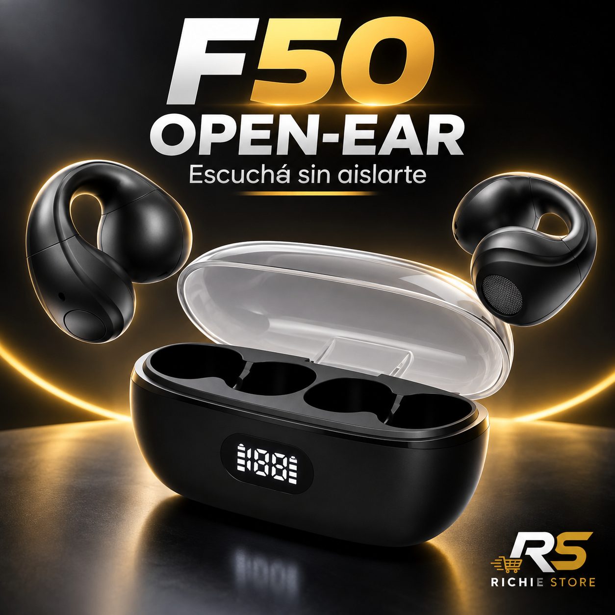 🎧 Audífonos Inalámbricos F50 Open Ear Clip On Bluetooth 5.3 TWS