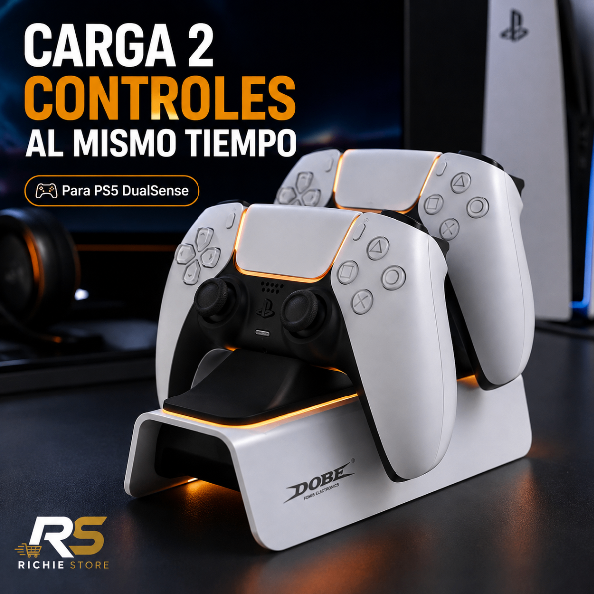 Base de Carga Doble DOBE para Controles PS5 DualSense