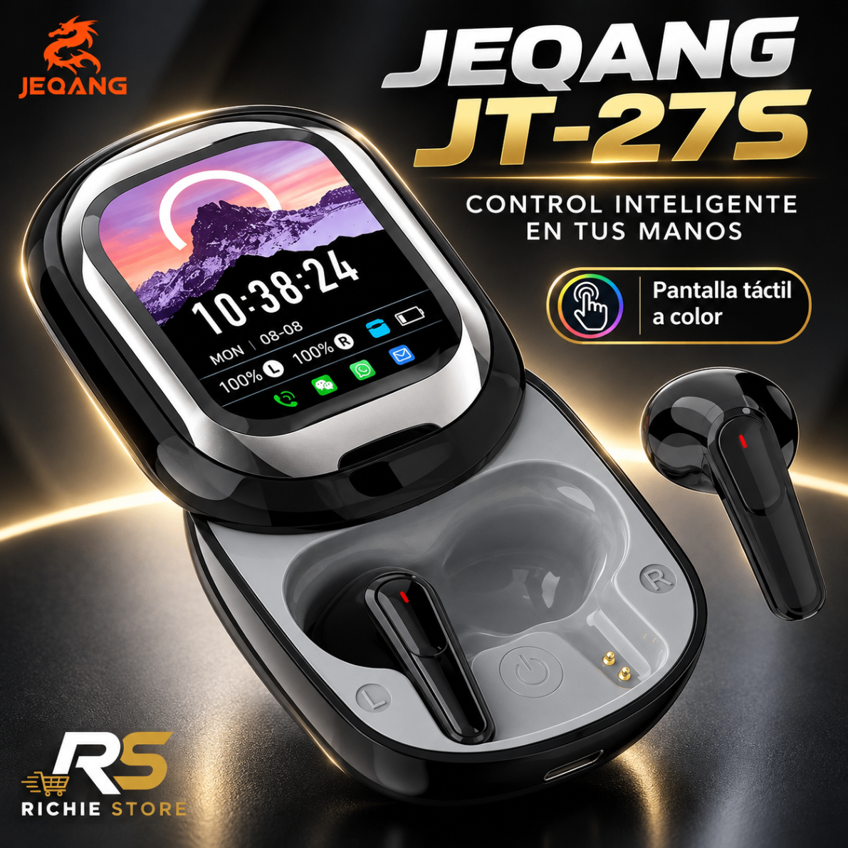 🎧 Audífonos Inalámbricos TWS JEQANG JT-27S con Pantalla Táctil