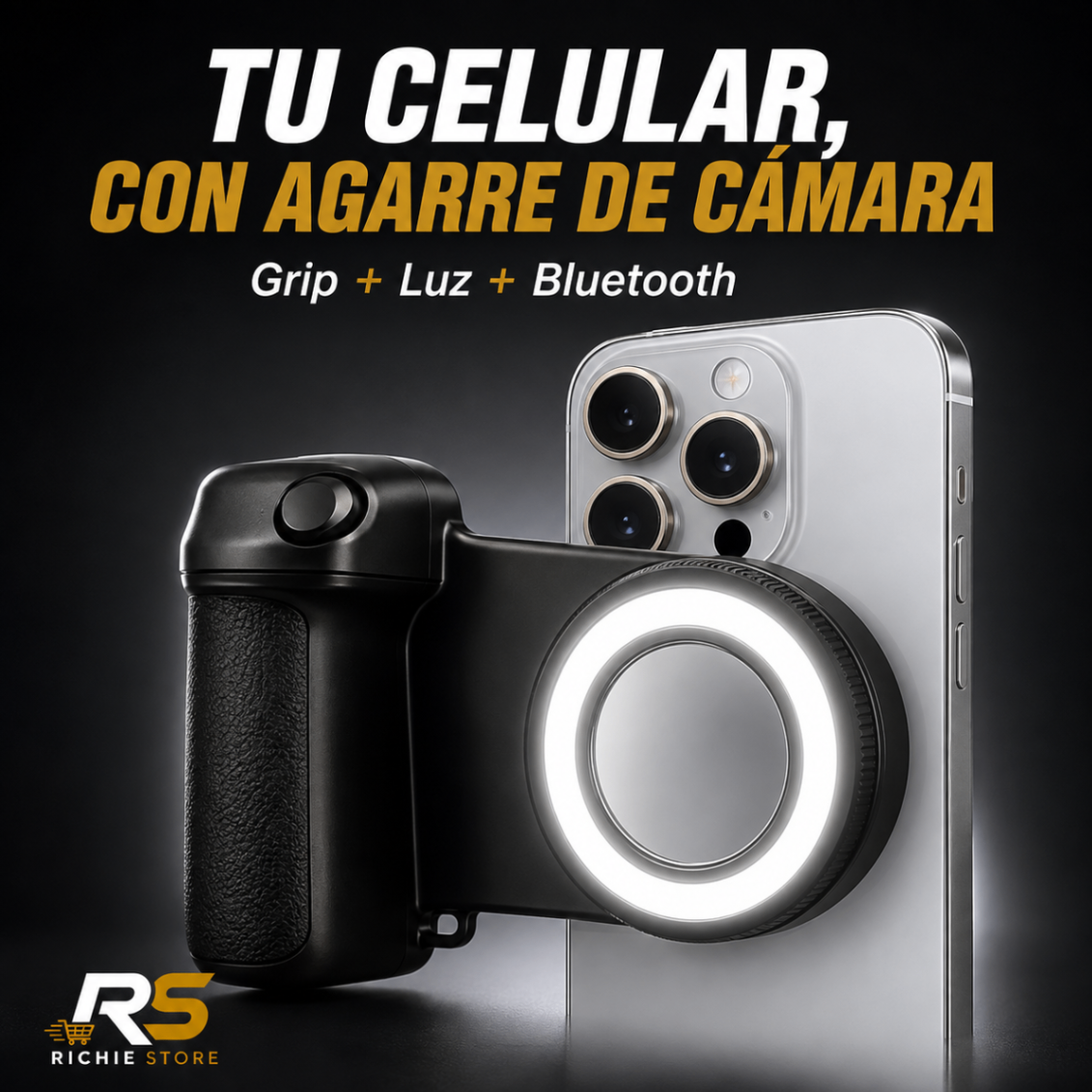 📸 Grip Magnético MagSafe para Celular con Luz LED y Bluetooth