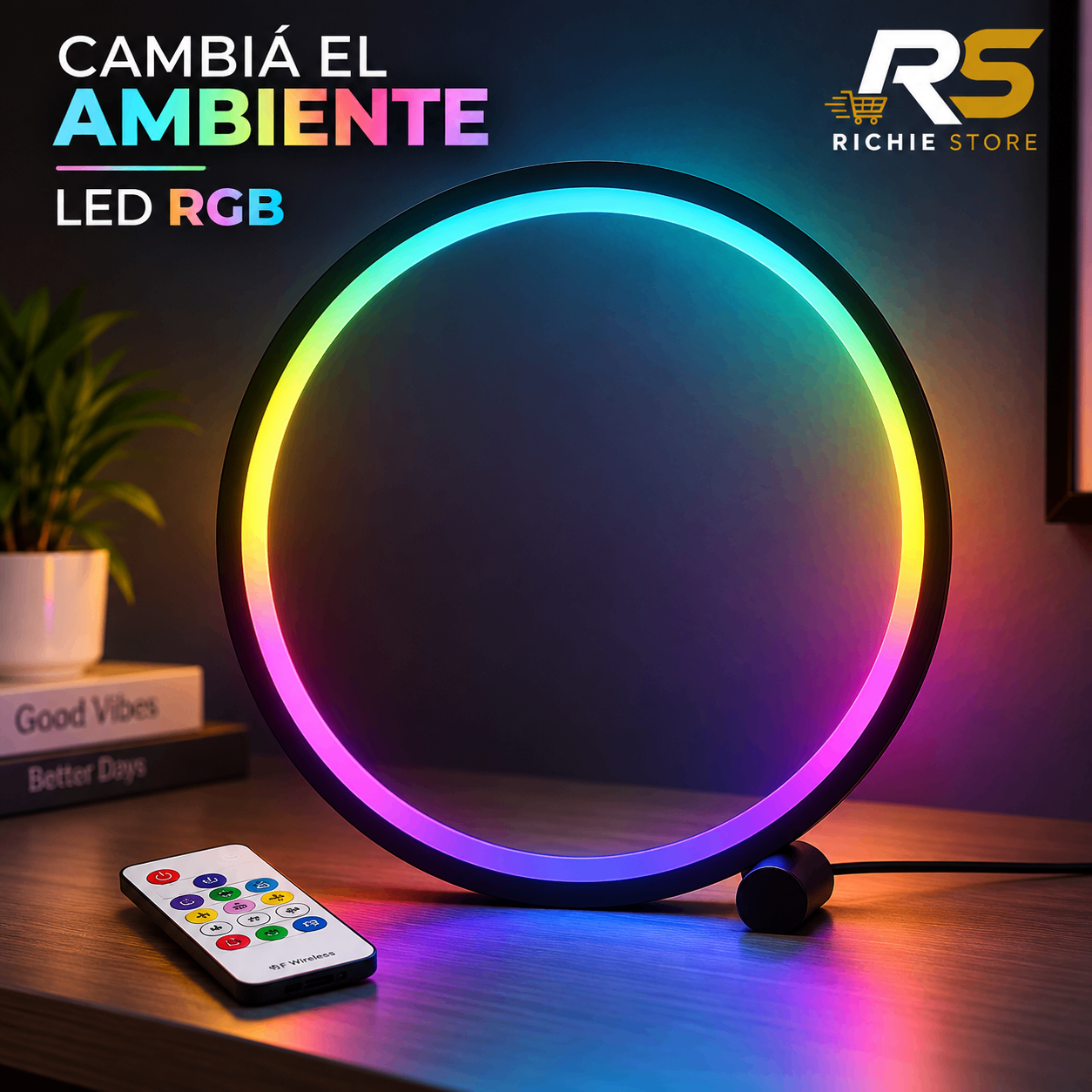🛒 MARKETPLACE — Lámpara LED Circular RGB con Control Remoto