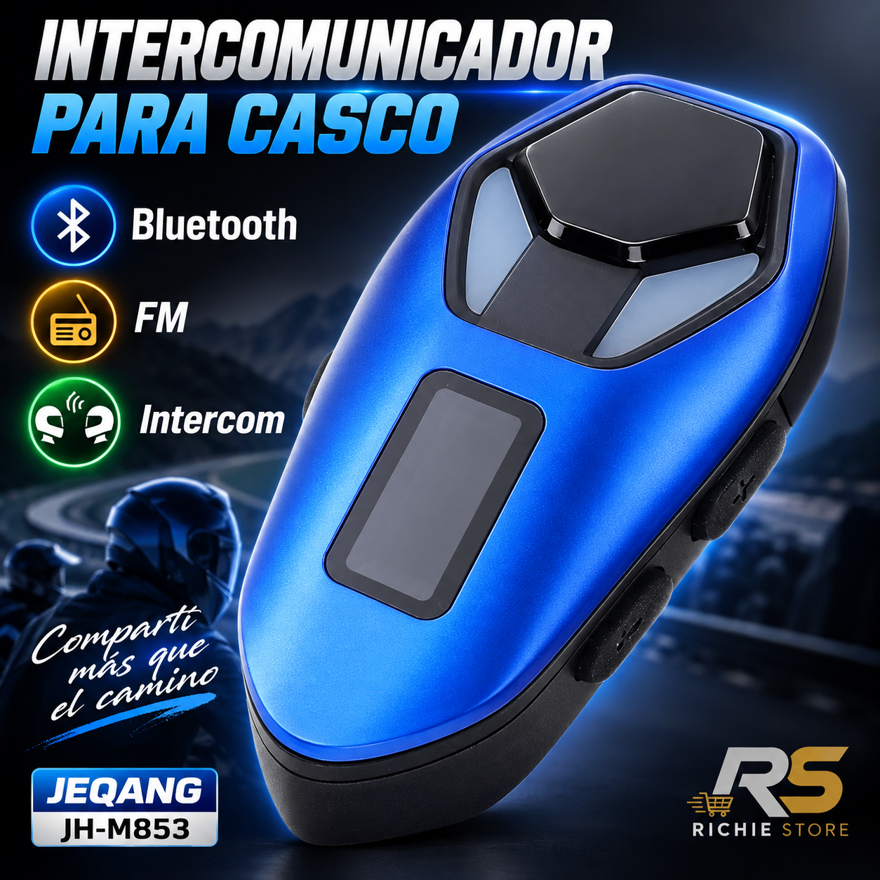 🏍️ Intercomunicador Bluetooth para Casco Moto JEQANG JH-M853 con Radi
