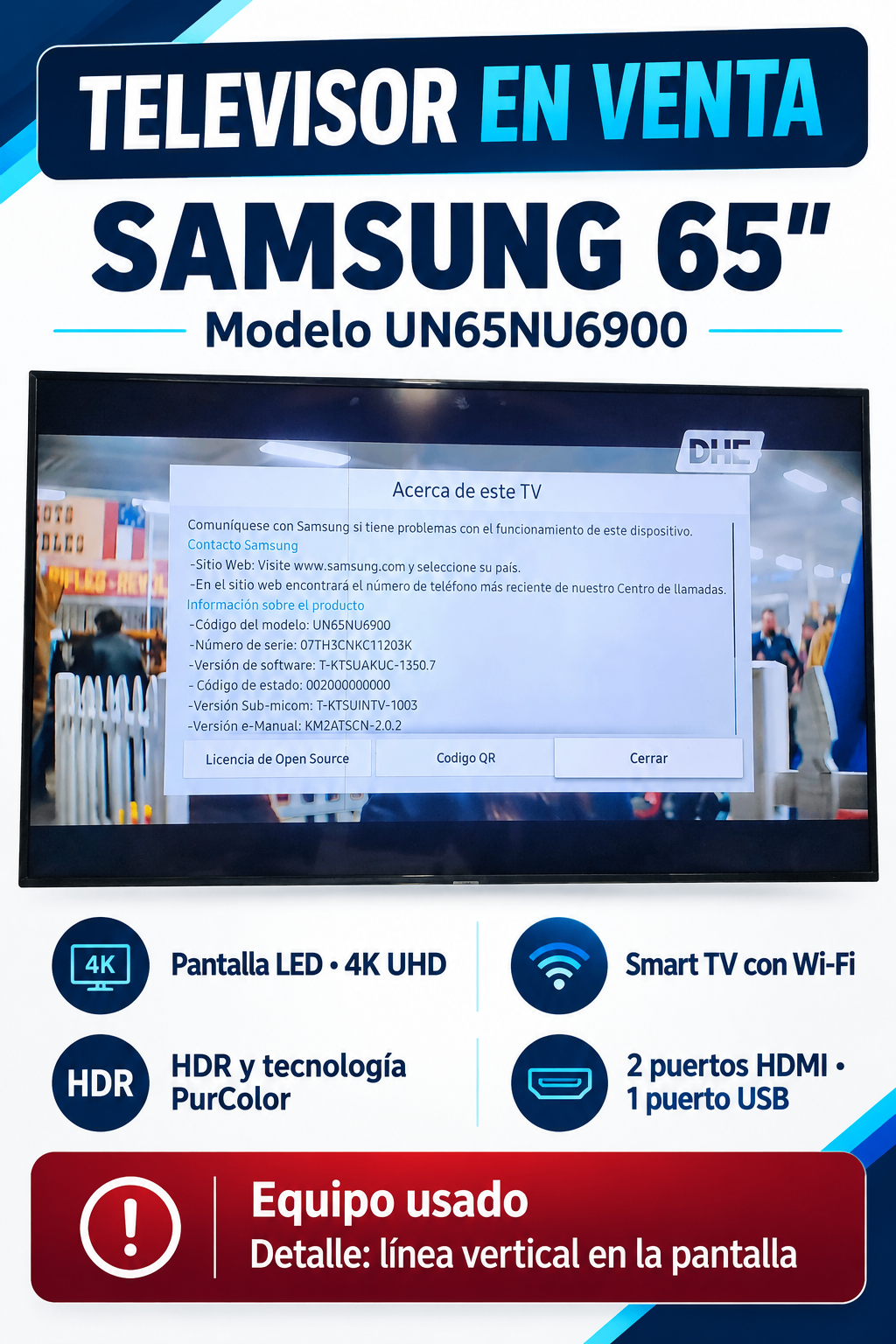 Pantalla Samsung 65"
