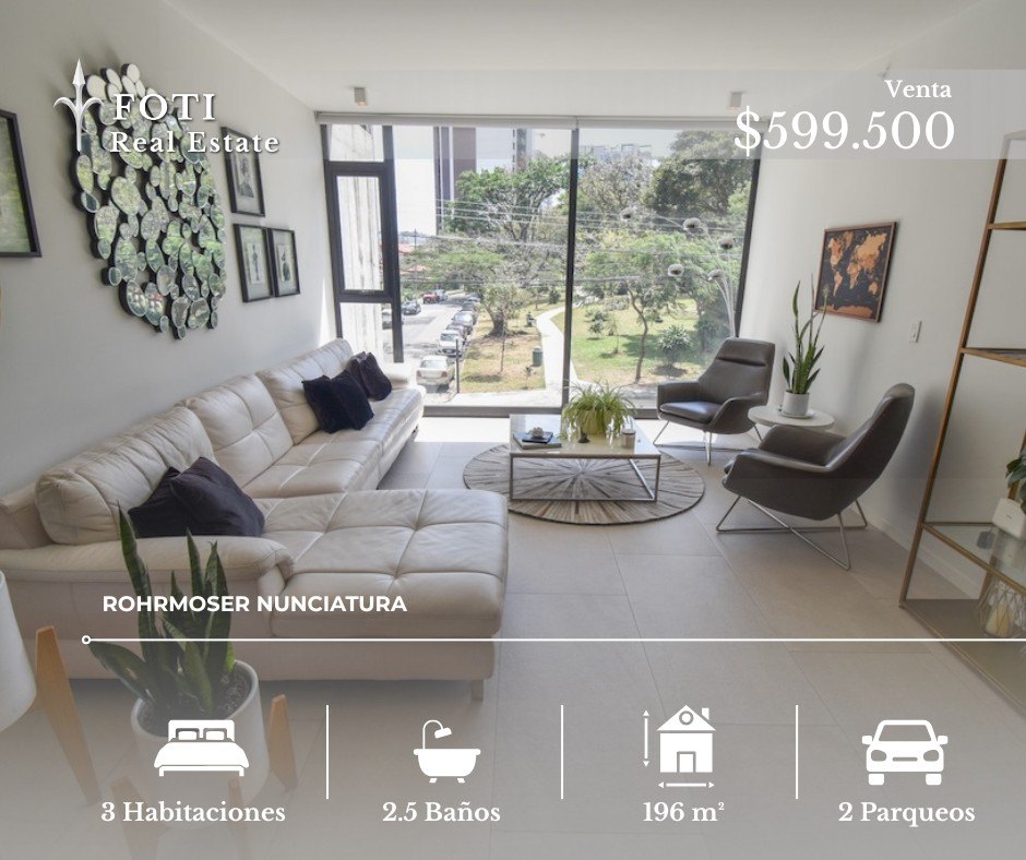 Apartamento en venta Rohrmoser Costa Rica lujo Torre ONE 3 hab premium