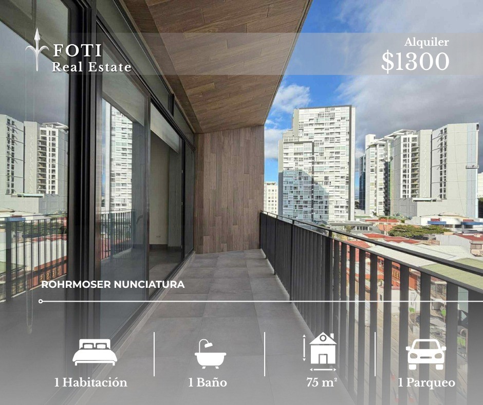 🏢 Apartamento en alquiler Nunciatura Costa Rica Torre W 1 habitación
