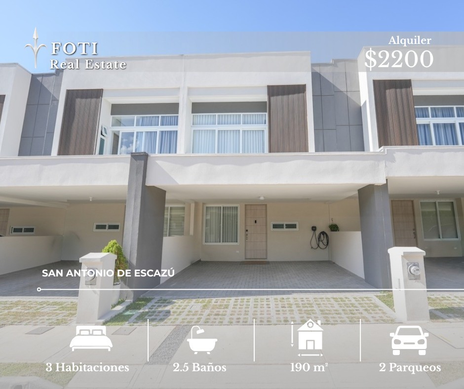 Casa en alquiler Escazú Costa Rica 3 habitaciones moderna