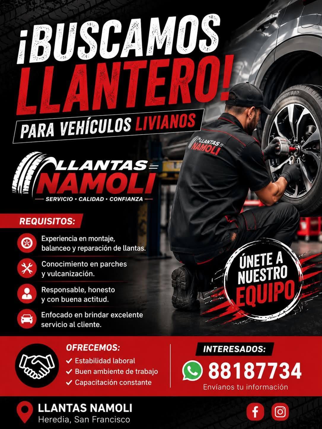 Llantero para vehículos livianos en Heredia | Oferta de empleo 