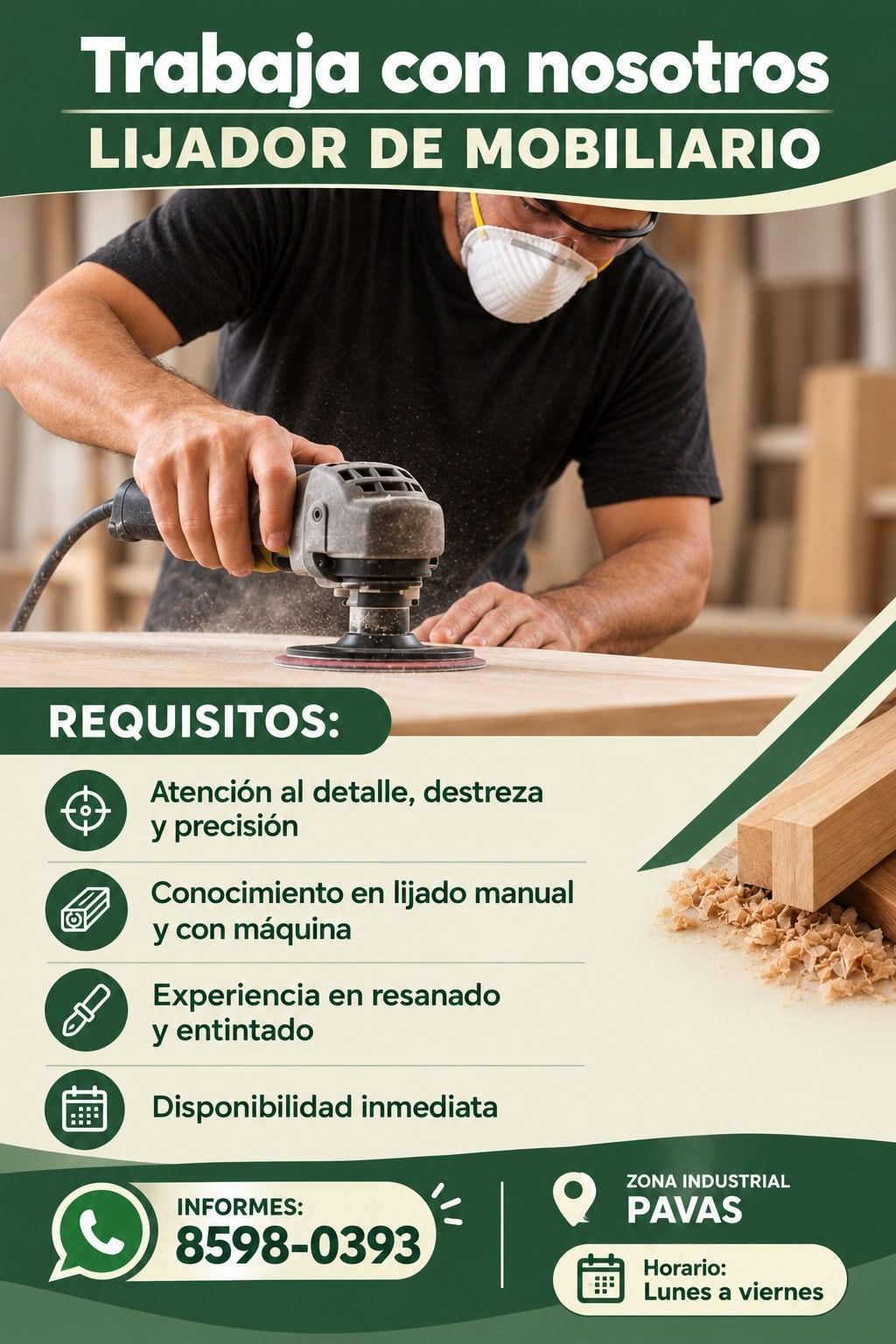 Lijador de Mobiliario – Empleo en Pavas, San José
