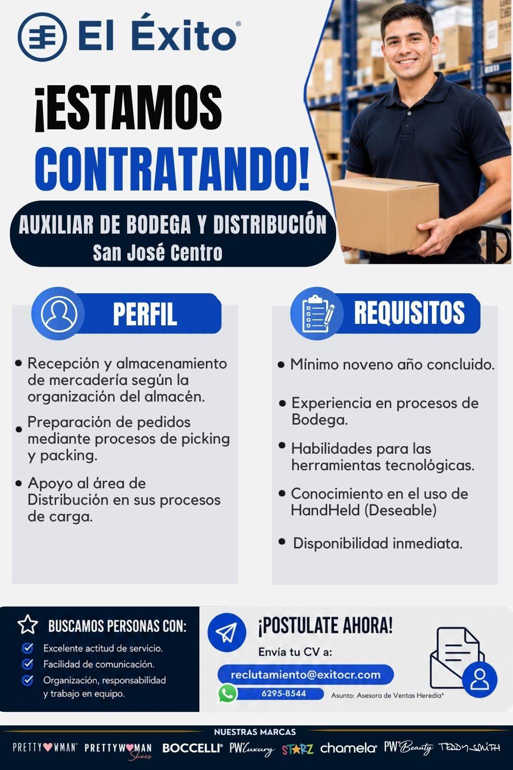 Auxiliar de Bodega y Distribución – Empleo en San José Centro