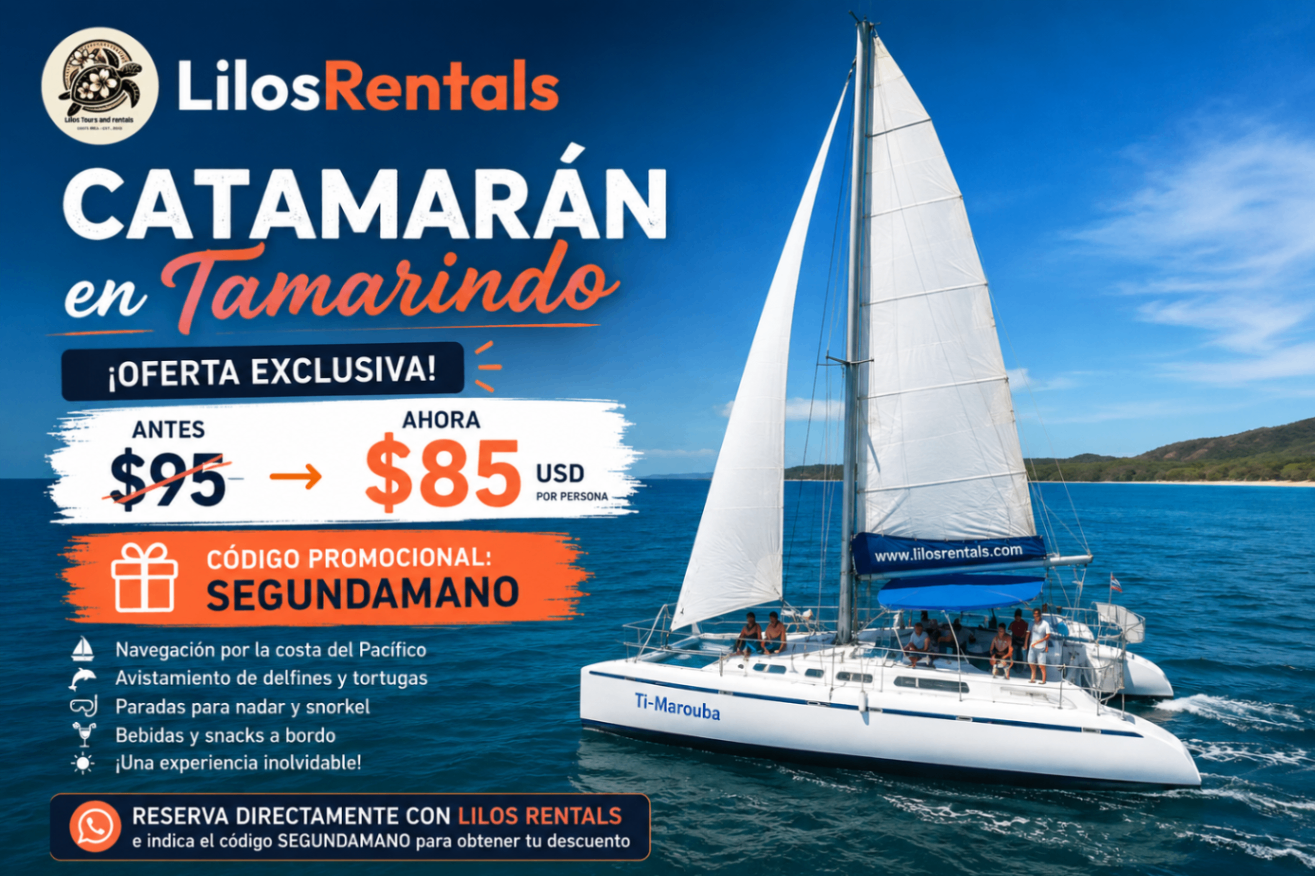 ⛵ ¡Catamarán en Tamarindo por solo $85! Código promocional SEGUNDAMANO
